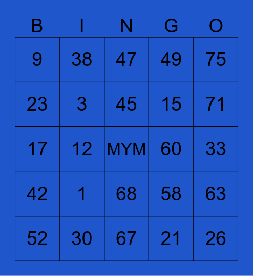 Bingo virtual MYM Bingo Card
