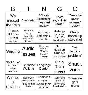 Jetlag Bingo Card