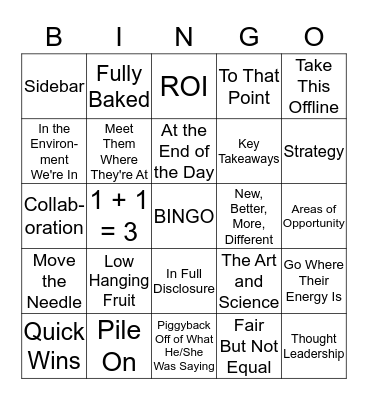 Marketing Buzzword Bingo Card