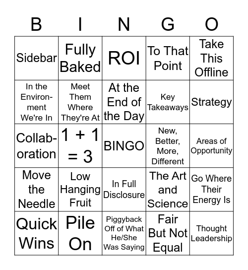 Marketing Buzzword Bingo Card