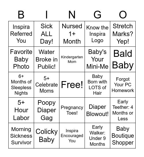 INSPIRA BINGO Card