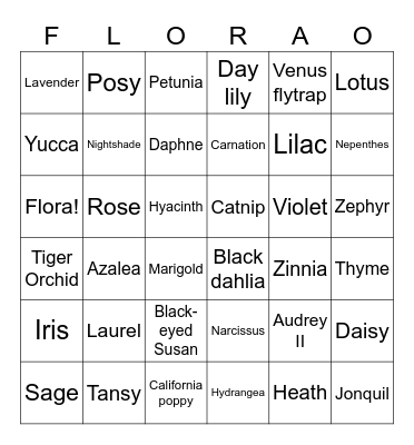 Flora Bingo Card