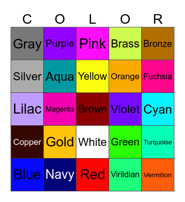 Colors At Carlibar Pirmary School 🏫 * Bingo Card