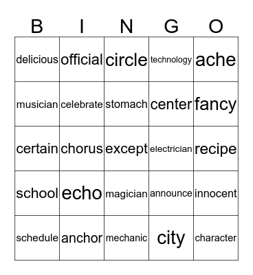 BINGO 4 Bingo Card