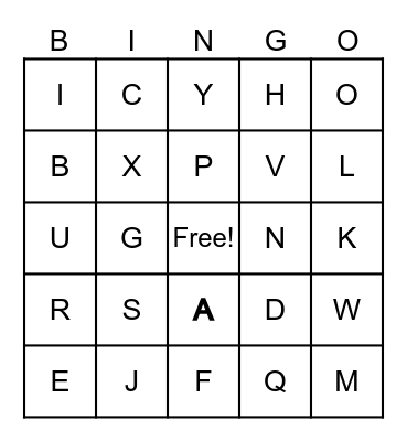 Alphabet Bingo Card