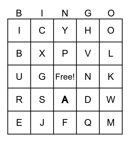 Alphabet Bingo Card