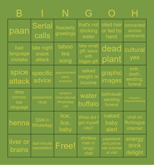 Roh BingOH Bingo Card