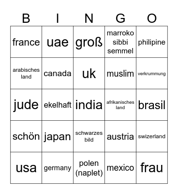 omgele Bingo Card