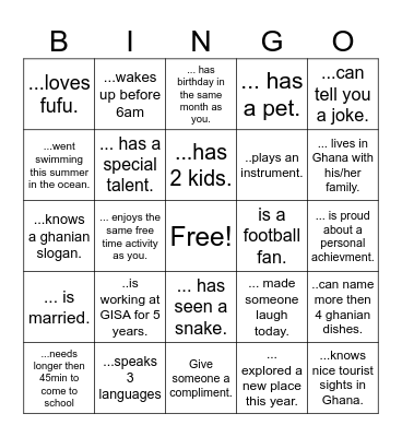 Find someone who Bingo Card