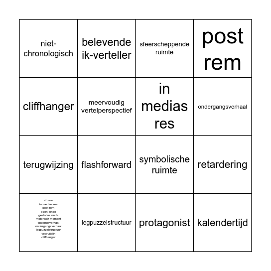 Bouwstenenbingo Card