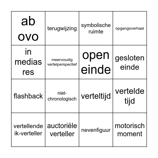 Bouwstenenbingo Card
