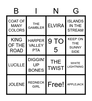 SING Bingo Card
