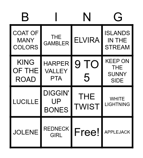 SING Bingo Card