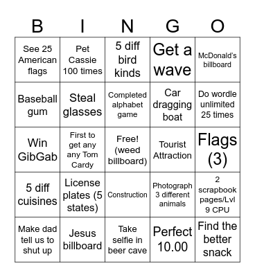 Car bingo Card