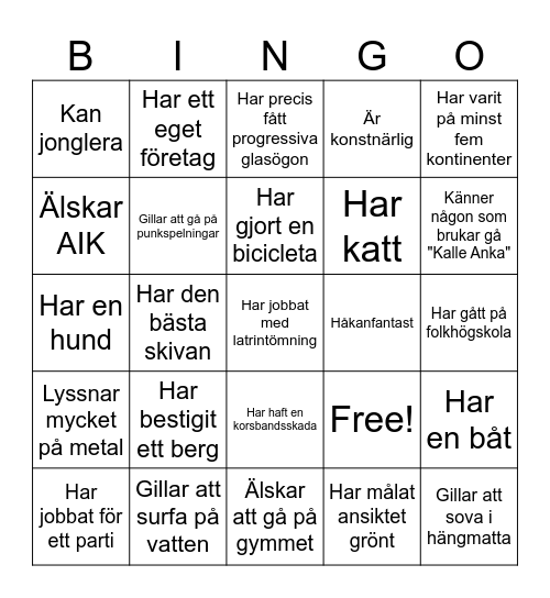 Hagaberg Bingo Card