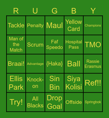 Bok Friday Bingo Card