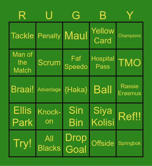Bok Friday Bingo Card