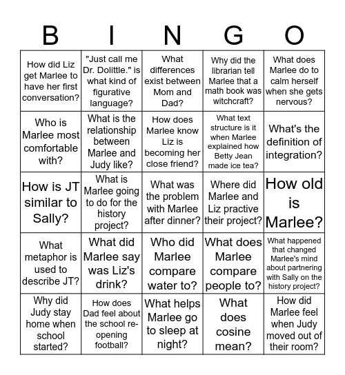 The Lions of Little Rock Bingo Card