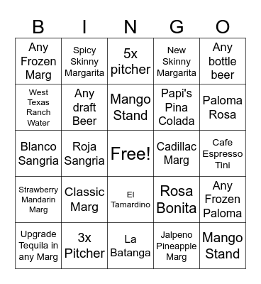 BLANCO BEVERAGE Bingo Card