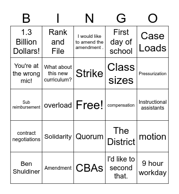 General Meeting Bingo! Bingo Card