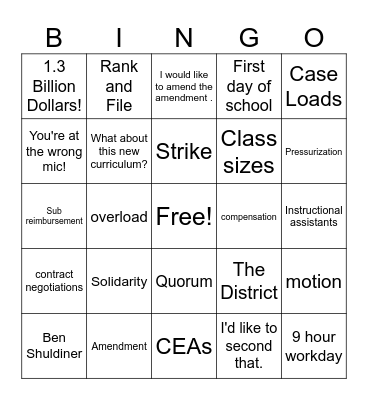 General Meeting Bingo! Bingo Card