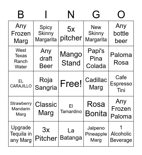 BLANCO BEVERAGE Bingo Card