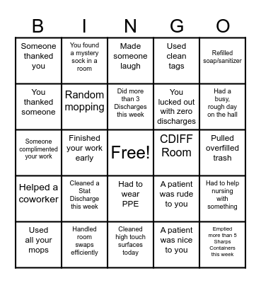 EVS Week Bingo Card