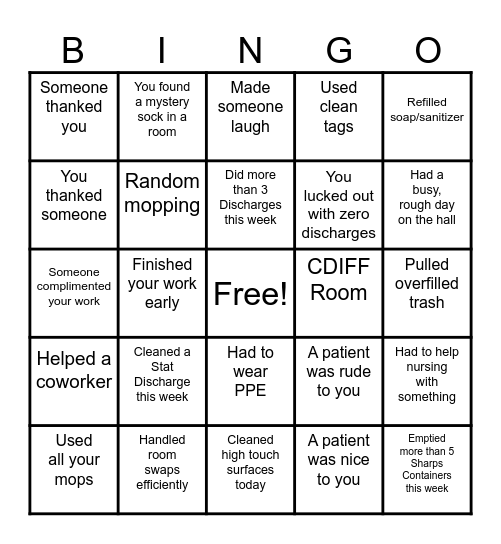 EVS Week Bingo Card