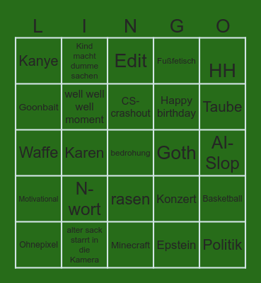 Instafram Bingo Card
