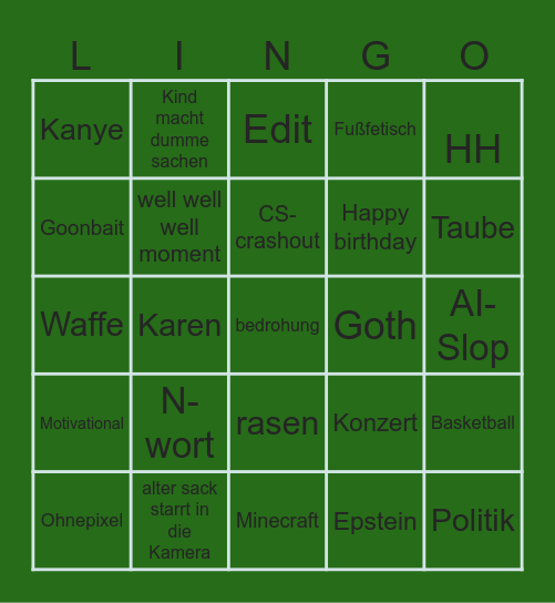 Instafram Bingo Card