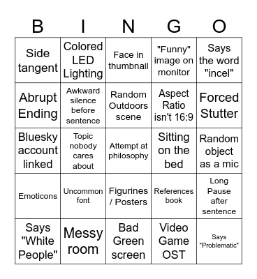 Pretentious Video Essays Bingo Card