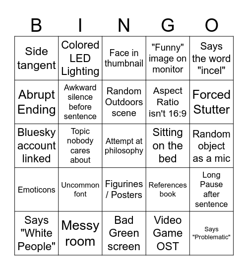 Pretentious Video Essays Bingo Card