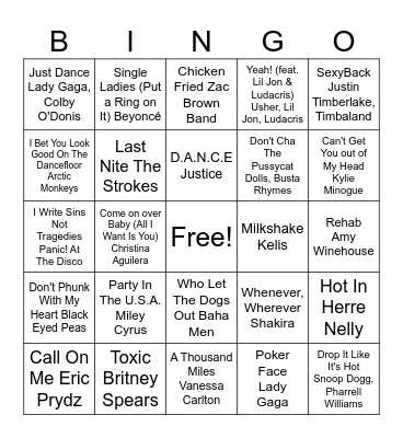 2000's Round Bingo Card