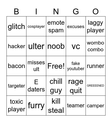 roblox battlegrounds bingo Card