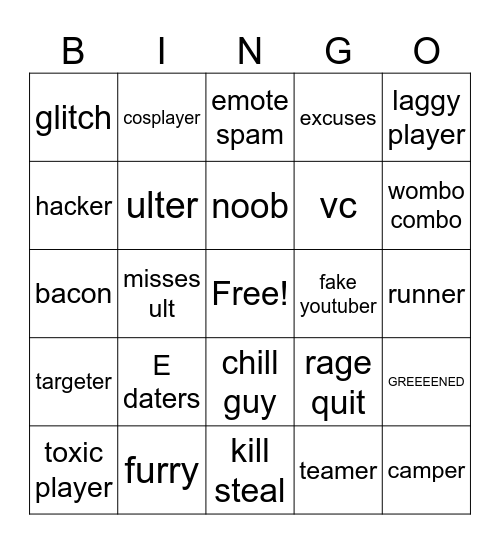 roblox battlegrounds bingo Card