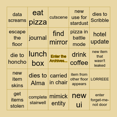 scary archives bingo Card