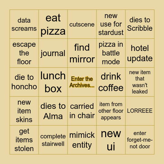scary archives bingo Card