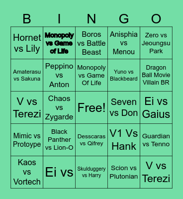 September Prediction Bingo Card