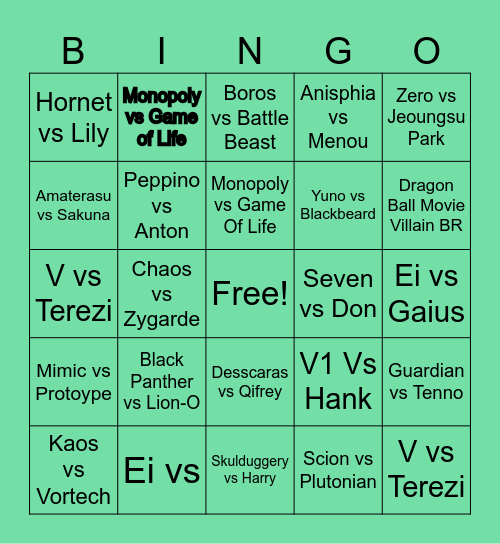 September Prediction Bingo Card