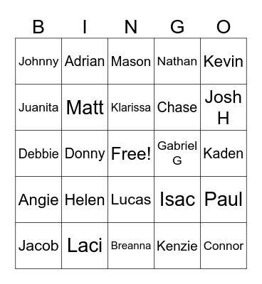 Furr Family Bingo Card