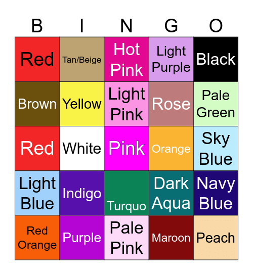 YA Book Cover Color Bingo! Bingo Card