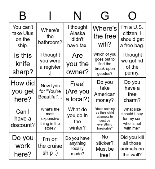 Corrington's Bingo Card