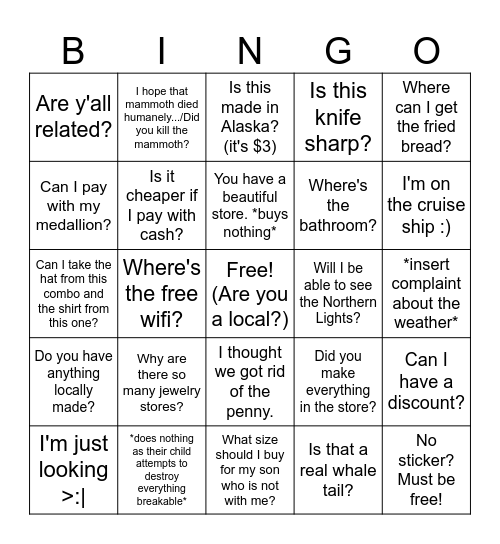 Corrington's Bingo Card