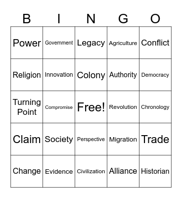 Back to School BINGO Card