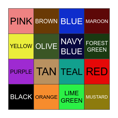 Color Bingo Card