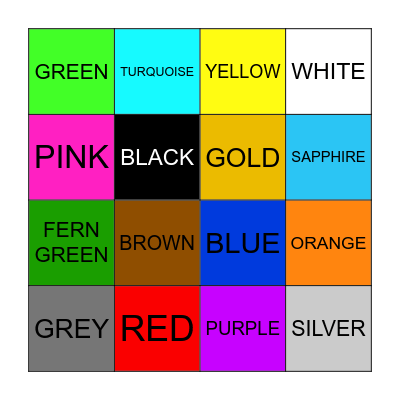 Color Bingo Card