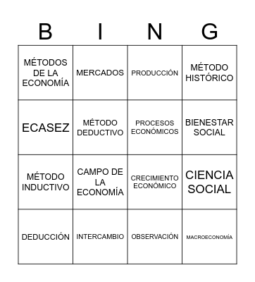 ECONOMÍA Bingo Card