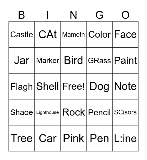 Artwork Bingo Card
