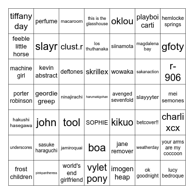 claire music bingo Card