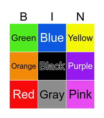 Color Bingo Card
